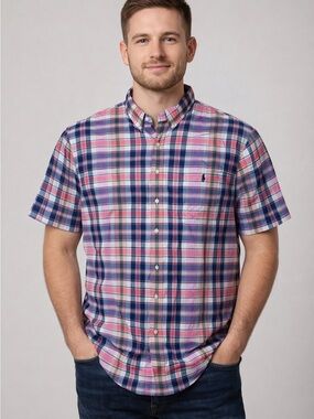 Polo Ralph Lauren Madras Plaid Shirt 3XB Big & Tall Short Sleeve Classic Fit